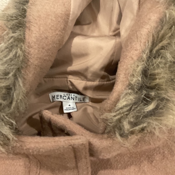 J Crew Factory Coat Faux Fur Hood Size 4 - Picture 6 of 14